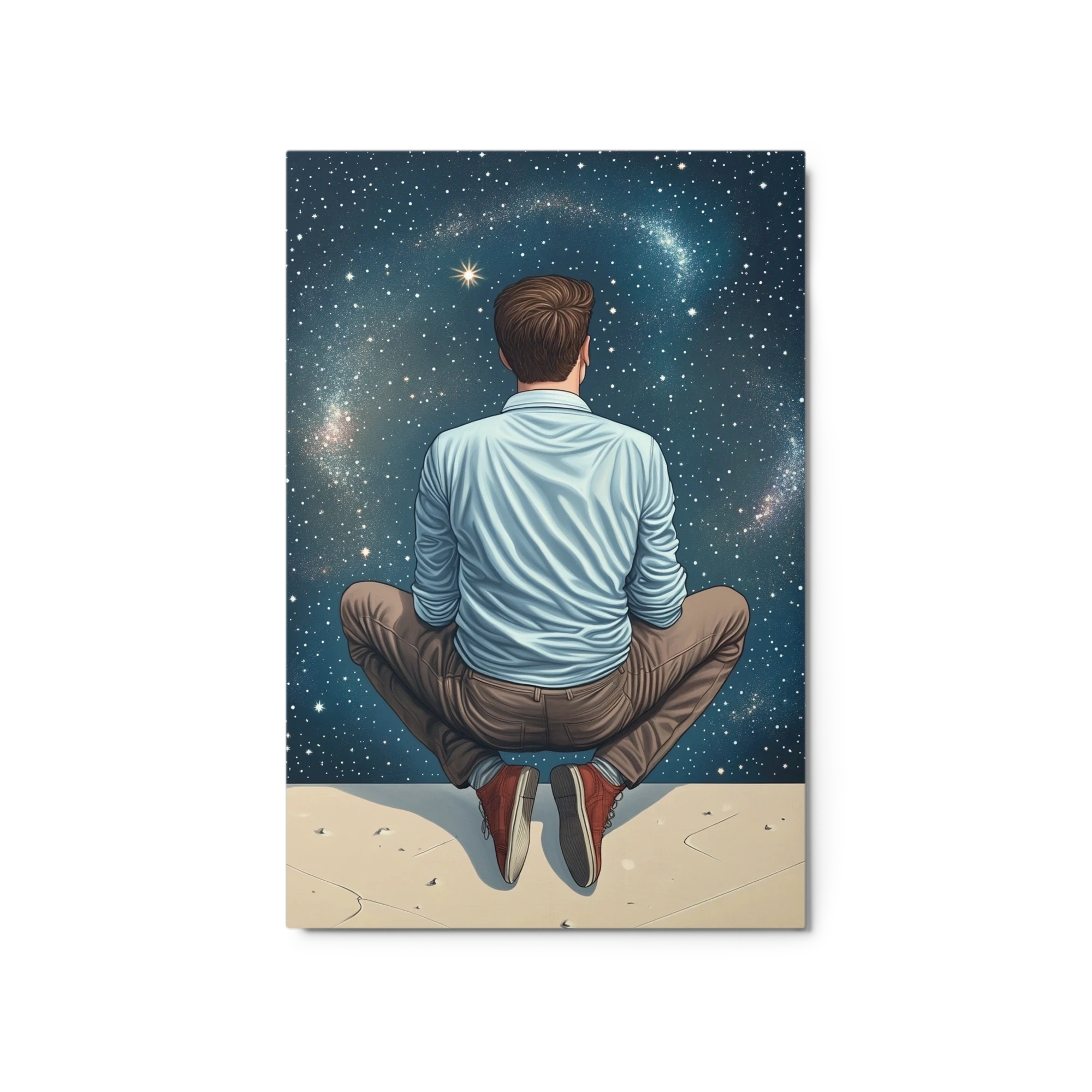 Surreal Person Gazing at Starry Space