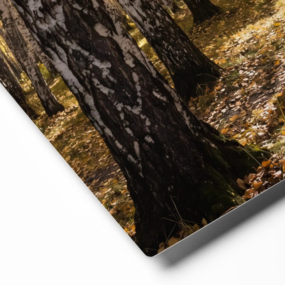 Golden Birch Grove in Autumn 
 Canvas with White Frame