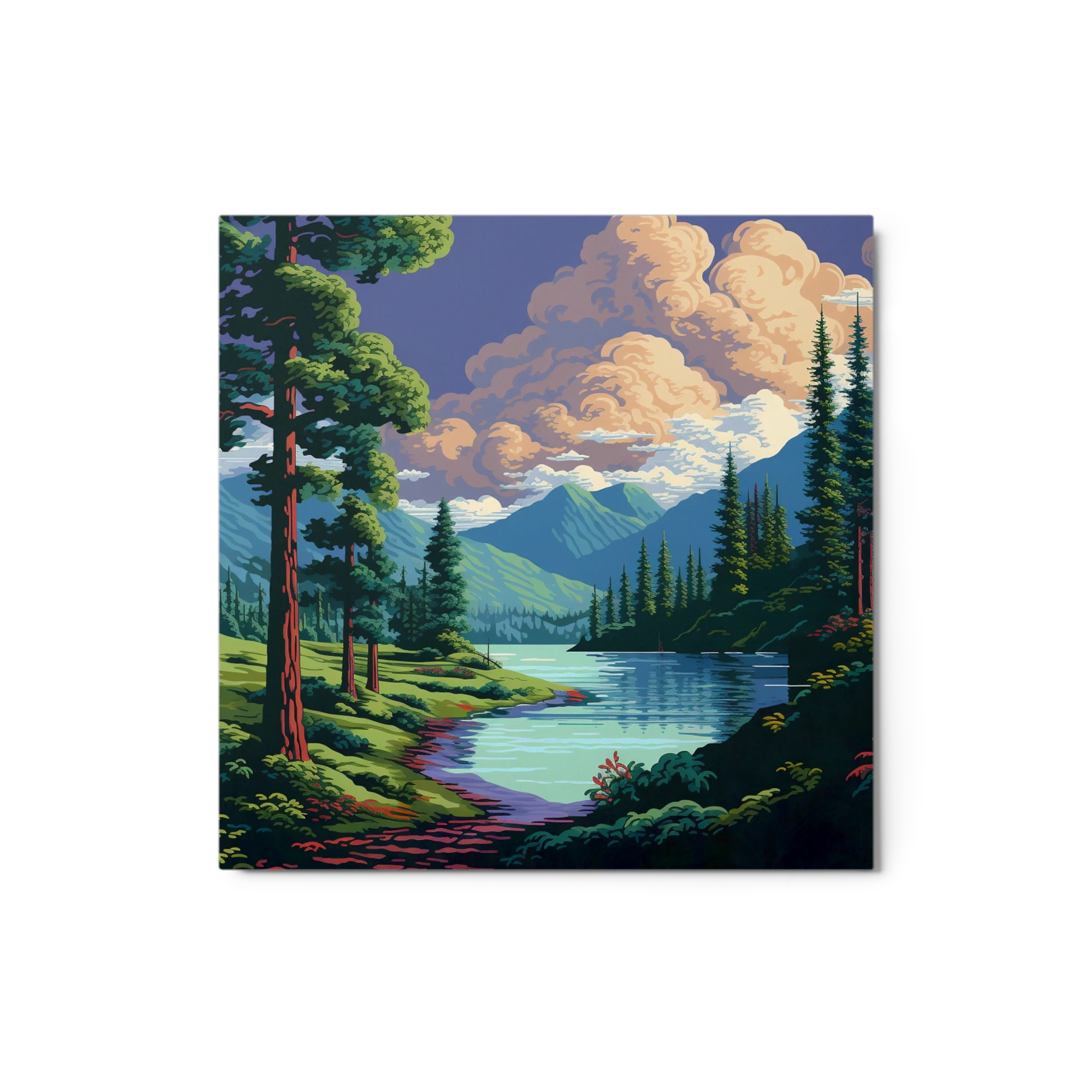 Serene Landscape with Lake and Mountains