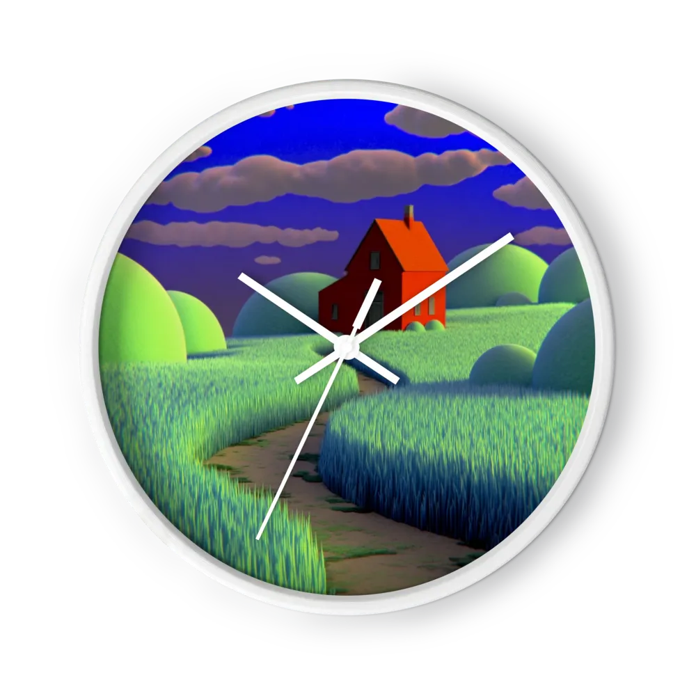 Red House on the Green Hill | Wall Clock