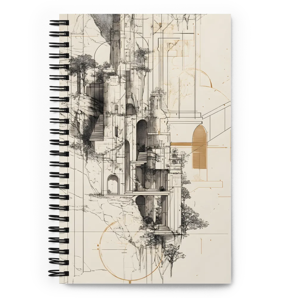 Cliffside Architecture Blueprint 
 Spiral Notebook | 140 pages