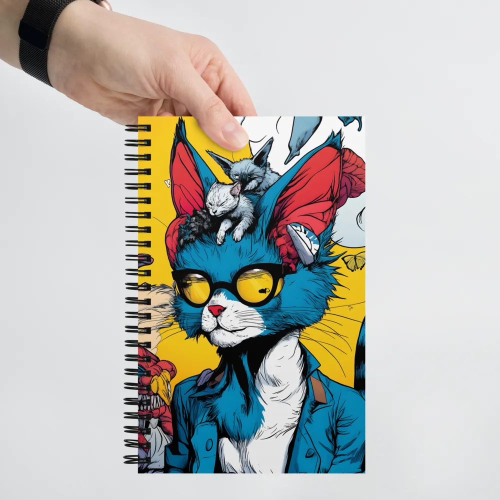 Anthropomorphic Cat with Shades 
 Spiral Notebook | 140 pages