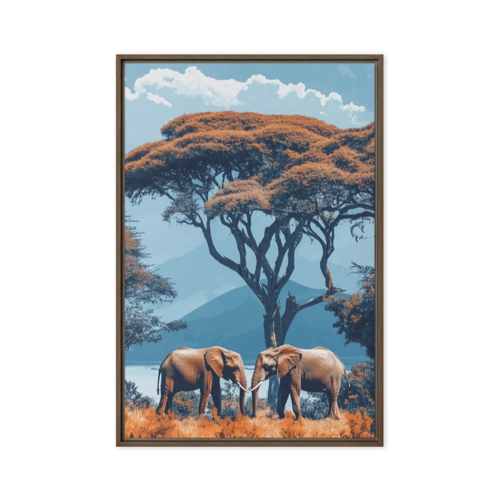 Two Elephants in a Vibrant Landscape