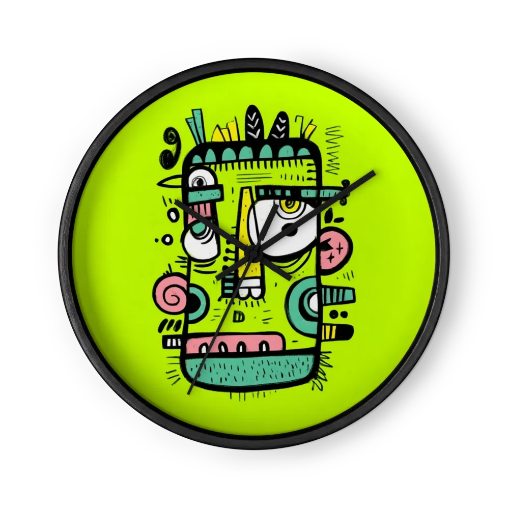 Neon Mask of Mischief | Wall Clock