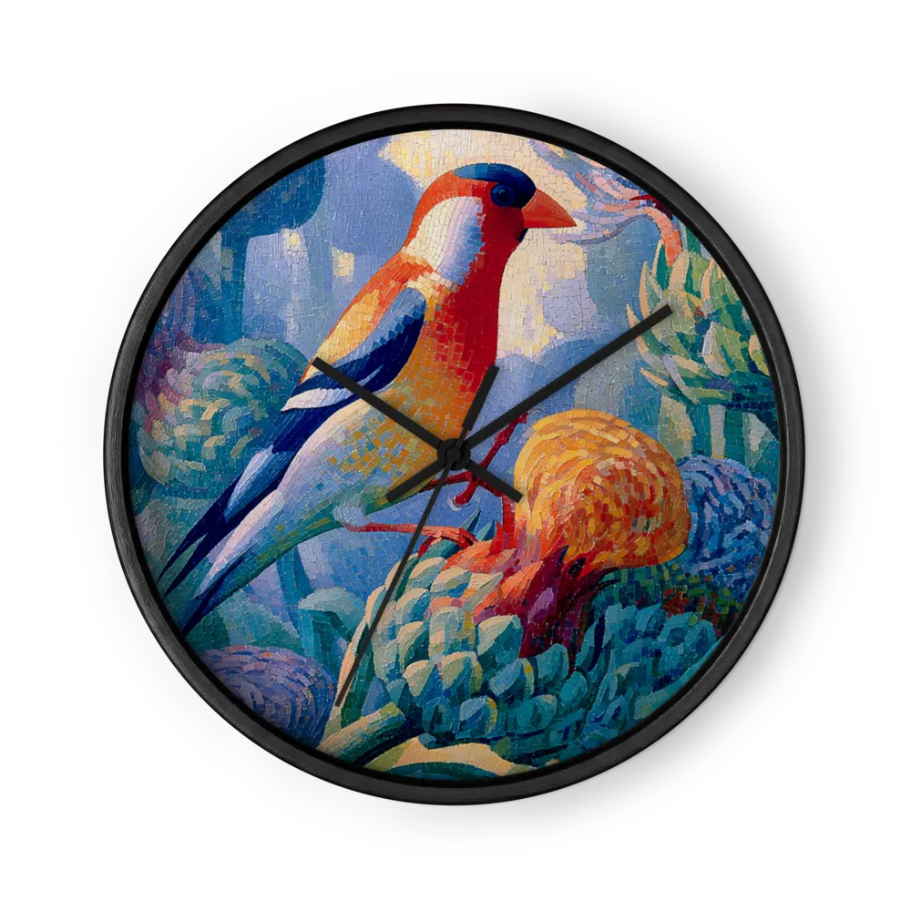 Mosaic Bird on Artichokes | Wall Clock