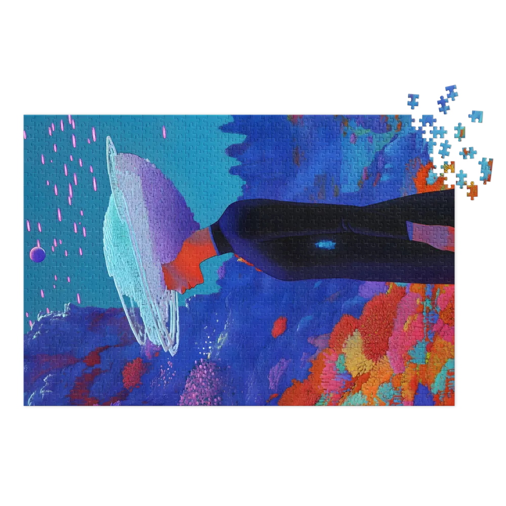 Surreal Female Figure in Vibrant Landscape