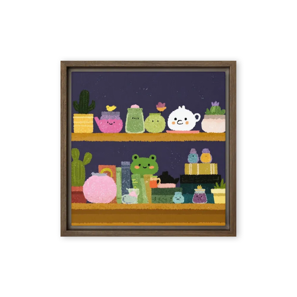 Whimsical Plant Shelf 
 Poster with Black Frame | 12″x 12″