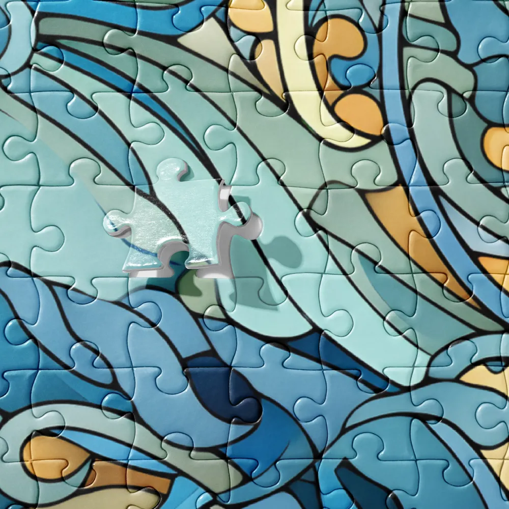 Ocean Current Mosaic 
 Jigsaw Puzzle in Tin Box