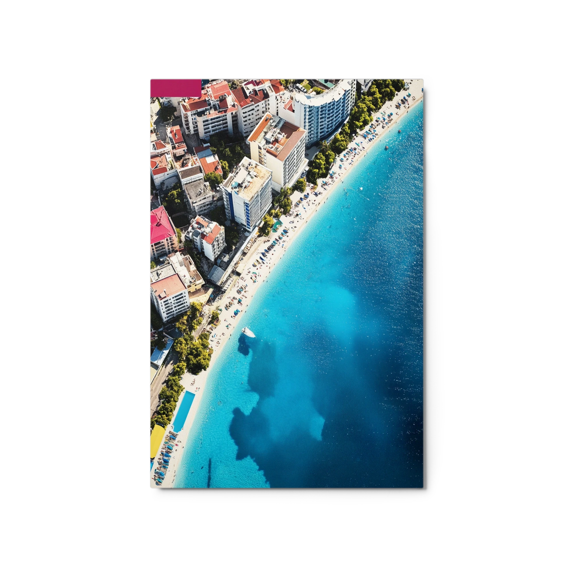 Aerial View of Beach and Cityscape