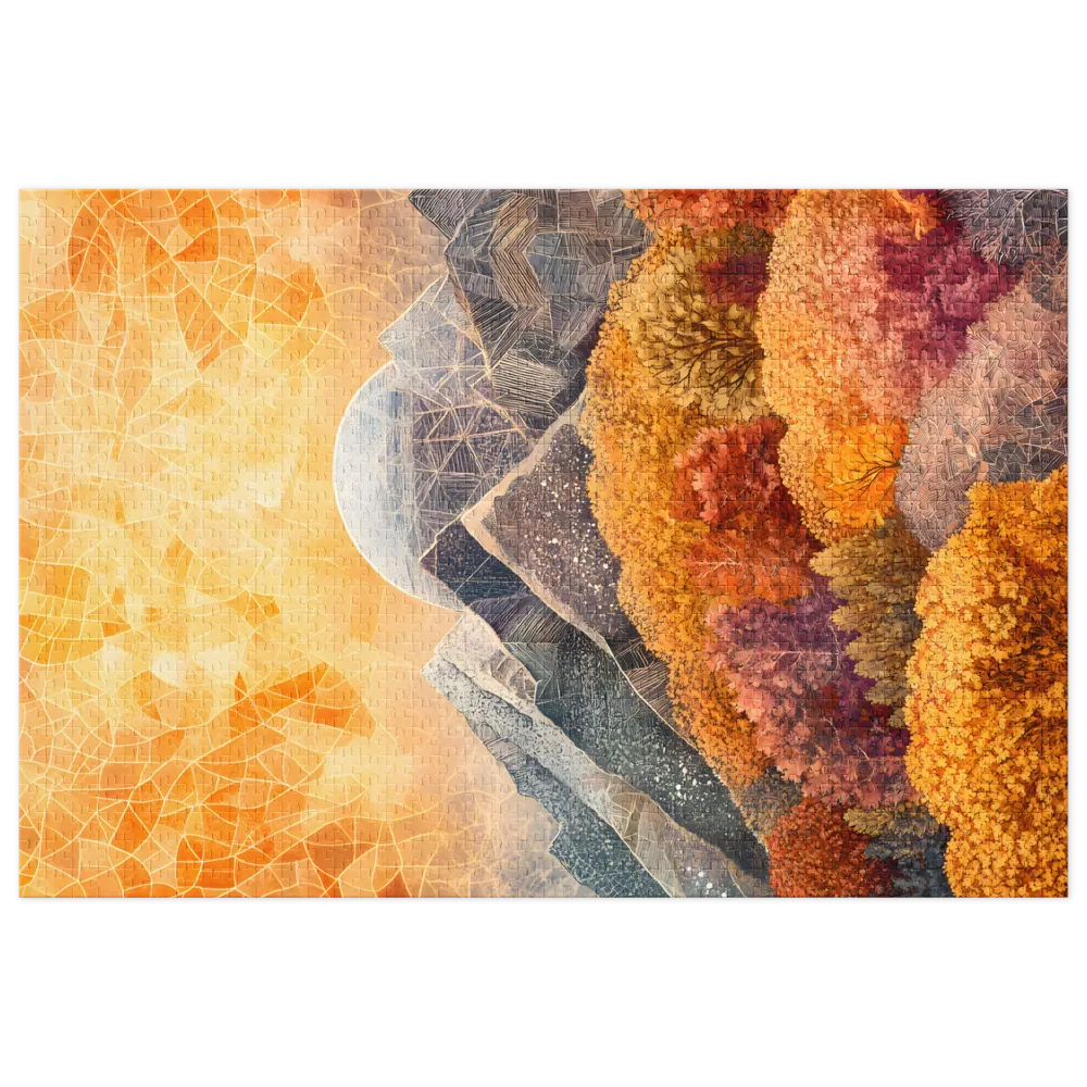 Geometric Autumn Mountain Landscape | Jigsaw Puzzle (252/520 pieces)