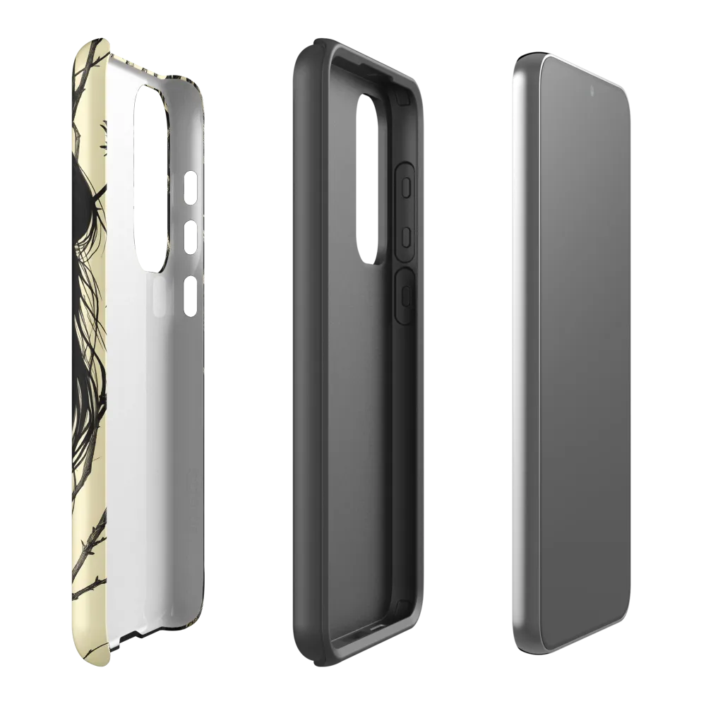 Portrait of a Woman Behind Tree Branches | Phone Case