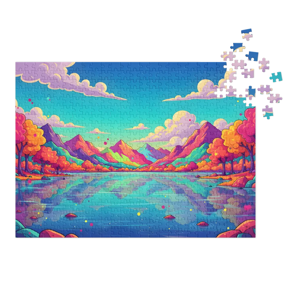 Whimsical Mountain Reflection 
 Jigsaw Puzzle in Tin Box