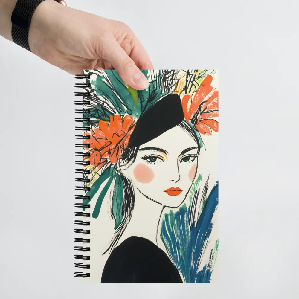 Floral Headdress Portrait 
 Spiral Notebook | 140 pages