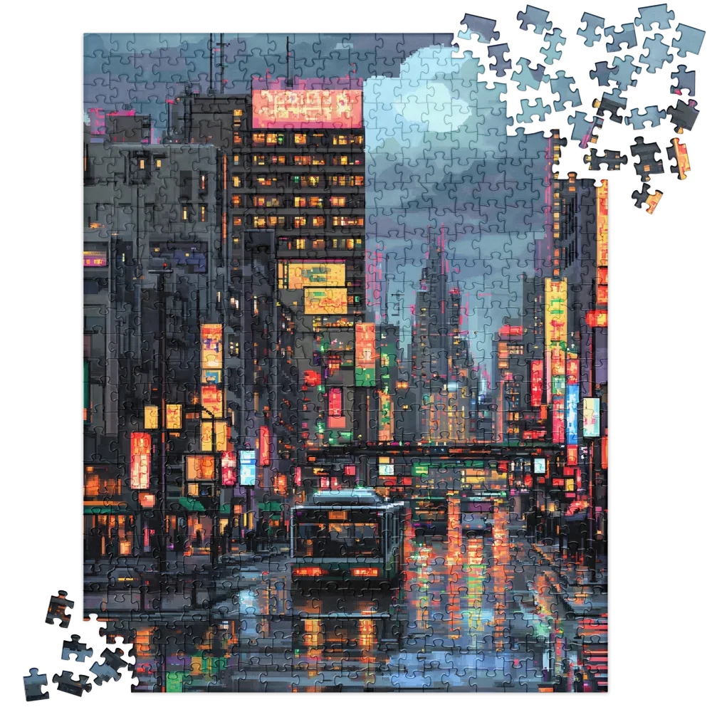 Cyberpunk City Rain 
 Jigsaw Puzzle