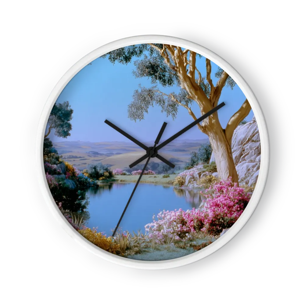 Mid-Century Retro Glamour Doll Wall Clocks — Powder Blue Postcard Skies