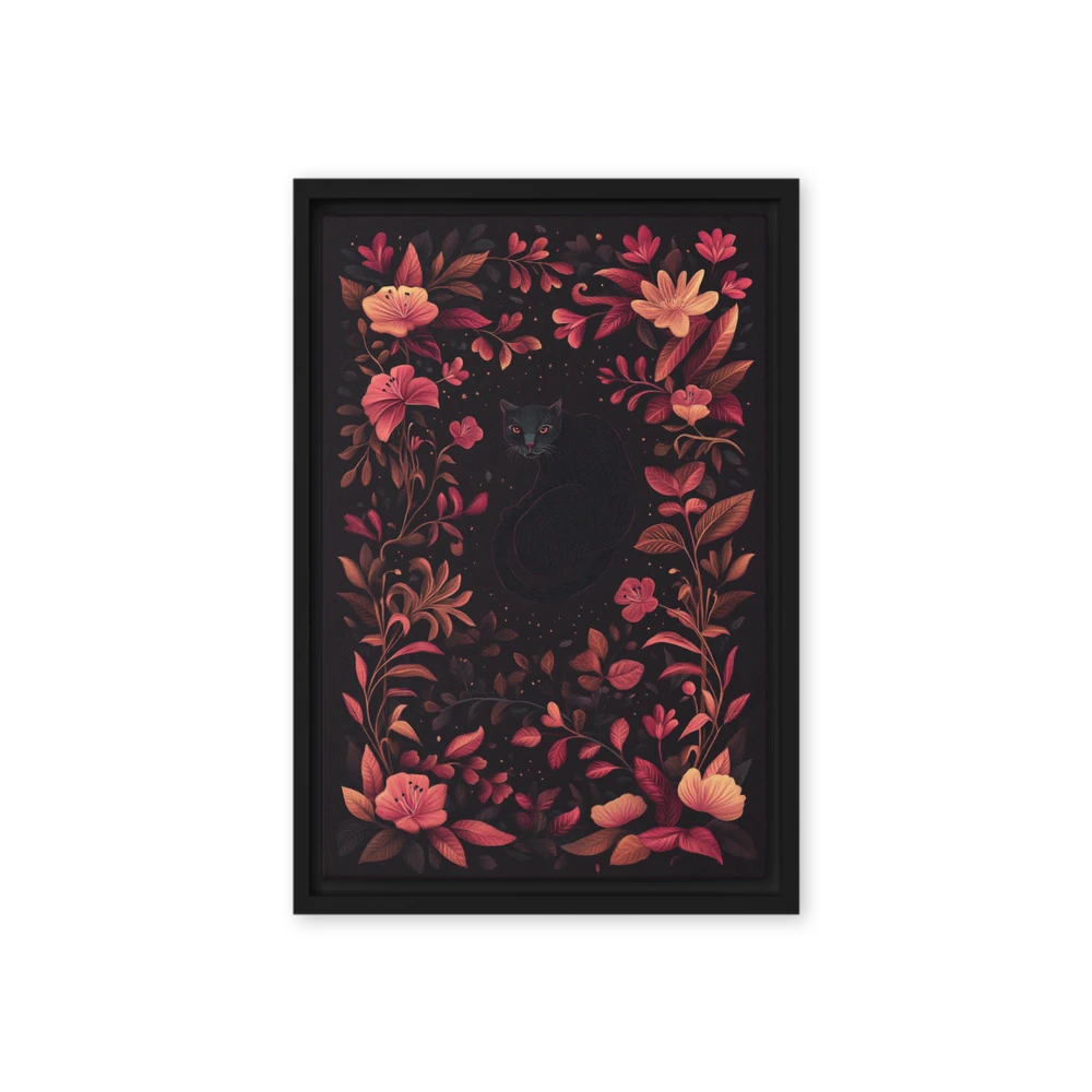 Nocturnal Floral Cat | Art Print