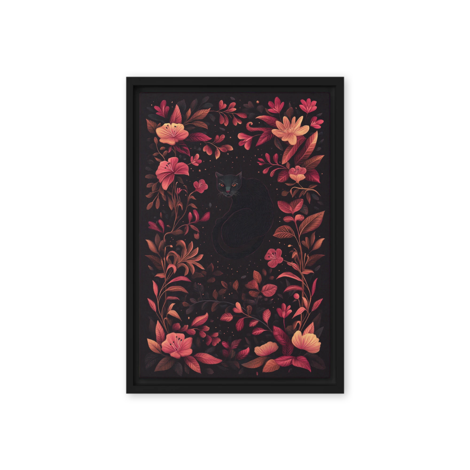 Nocturnal Floral Cat | Art Print