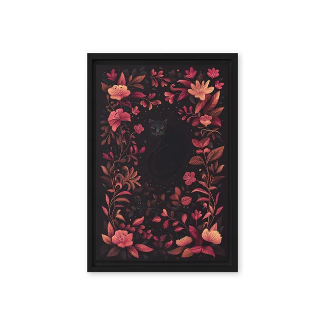 Nocturnal Floral Cat | Art Print