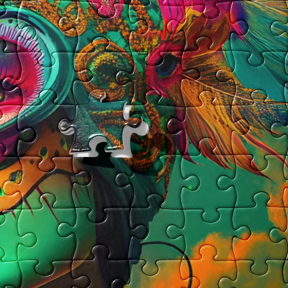 Vibrant Headdress Portrait 
 Jigsaw Puzzle in Tin Box