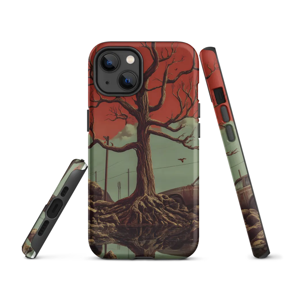 Surreal Tree Against Red Sky | Phone Case