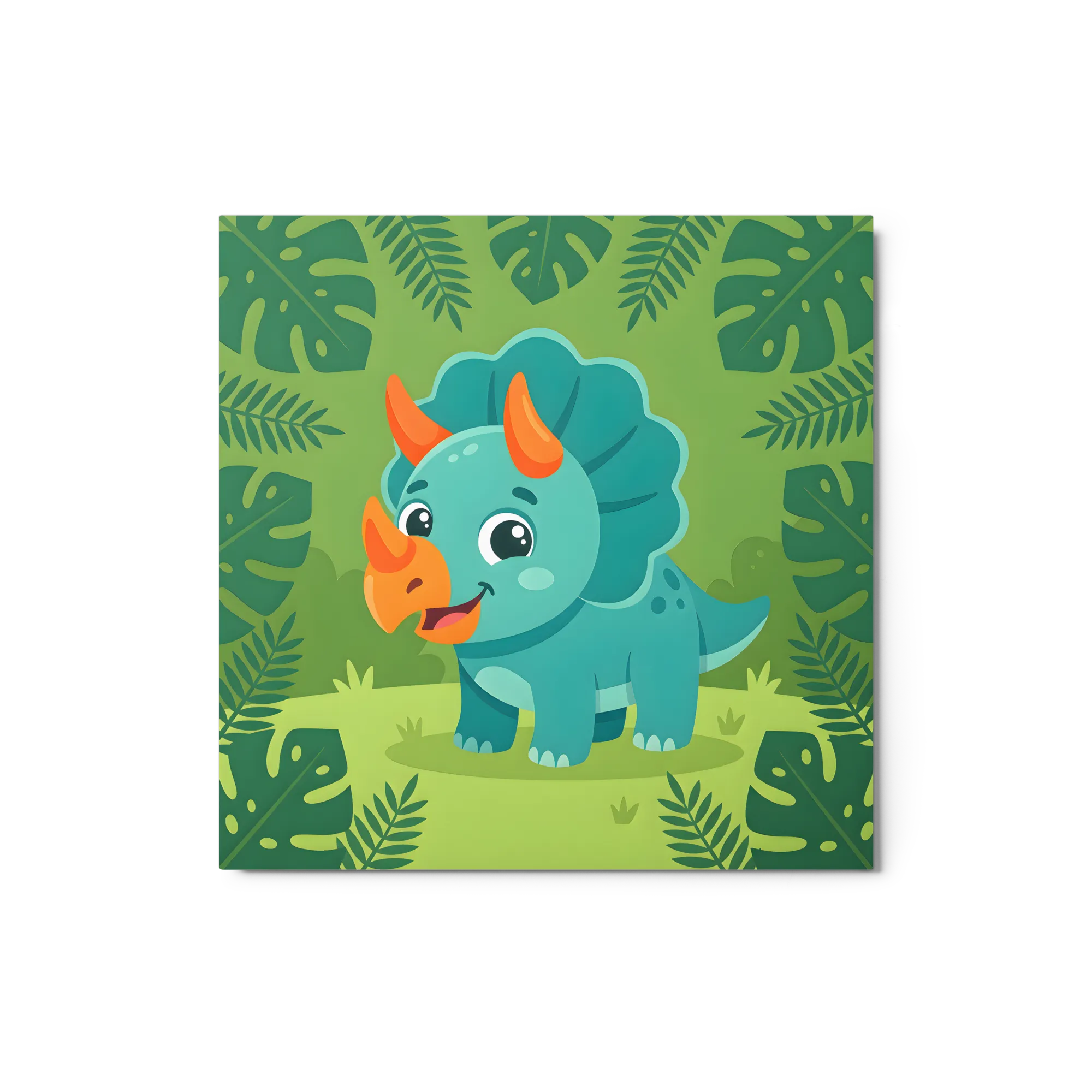 Friendly Triceratops in Jungle 
 Canvas | 8″x 8″
