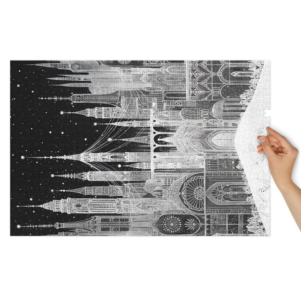 Stippled Gothic Cityscape | Jigsaw Puzzles
