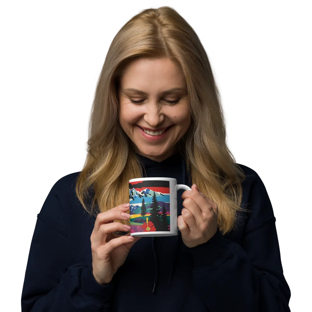 Prismatic Mountain Poster 
 Mug with Red inside | 15 oz