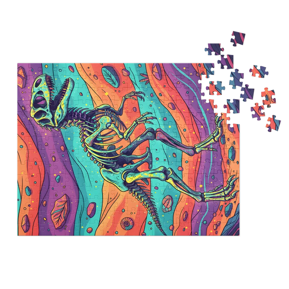 Psychedelic Raptor Skeleton