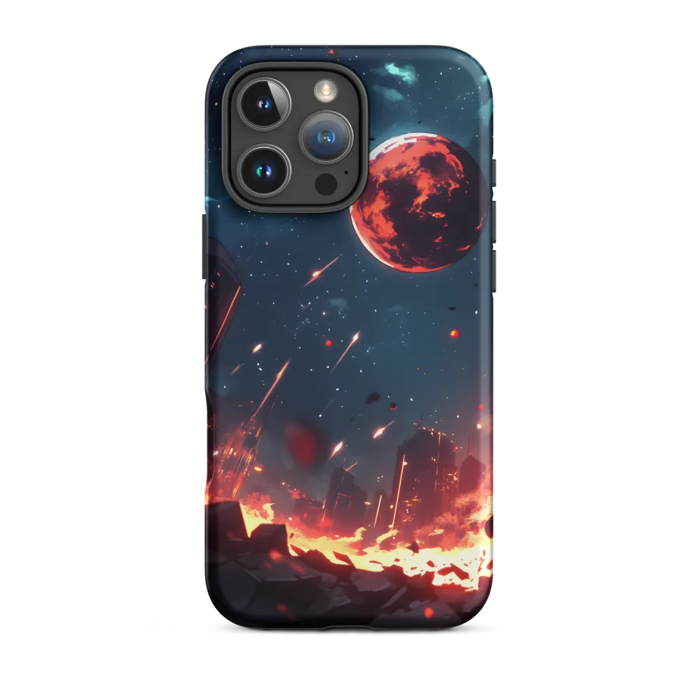 Futuristic Cityscape with Blood-Red Moon | Phone Case
