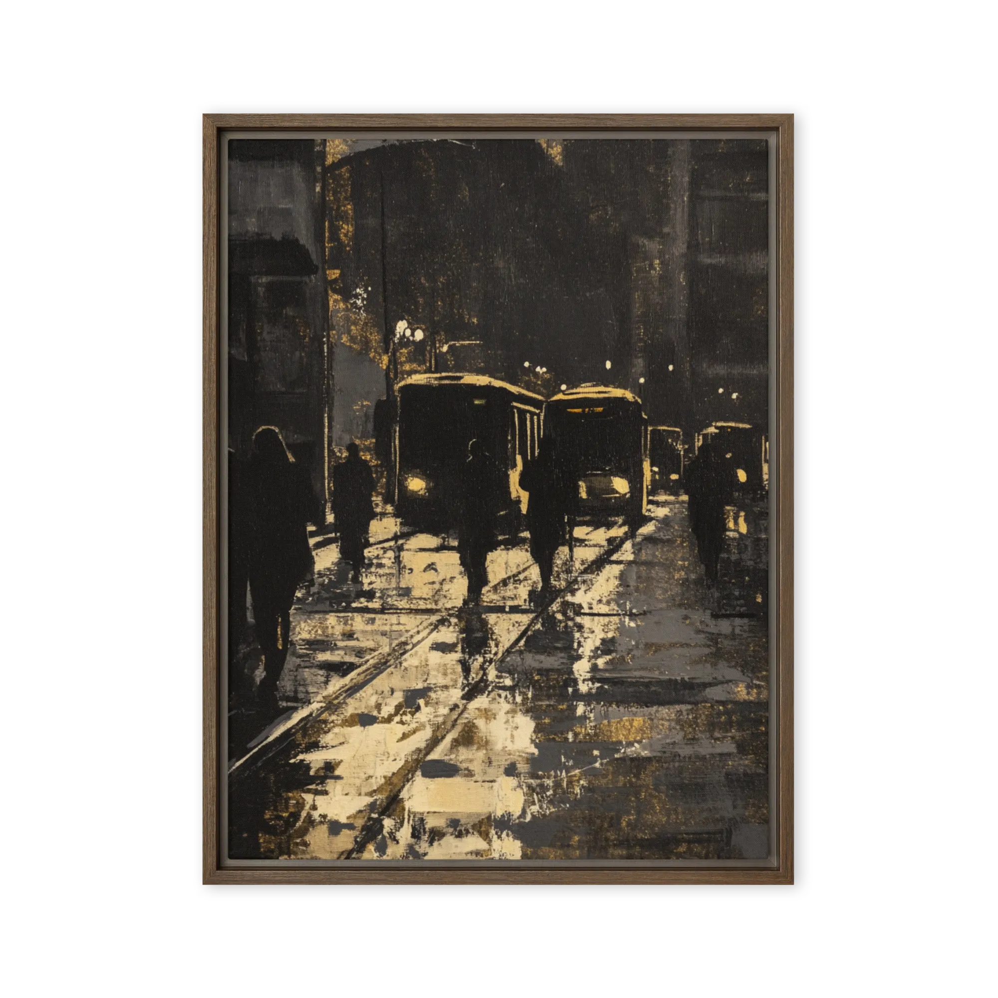Urban silhouettes against metallic skies — Scraped charcoal oils
