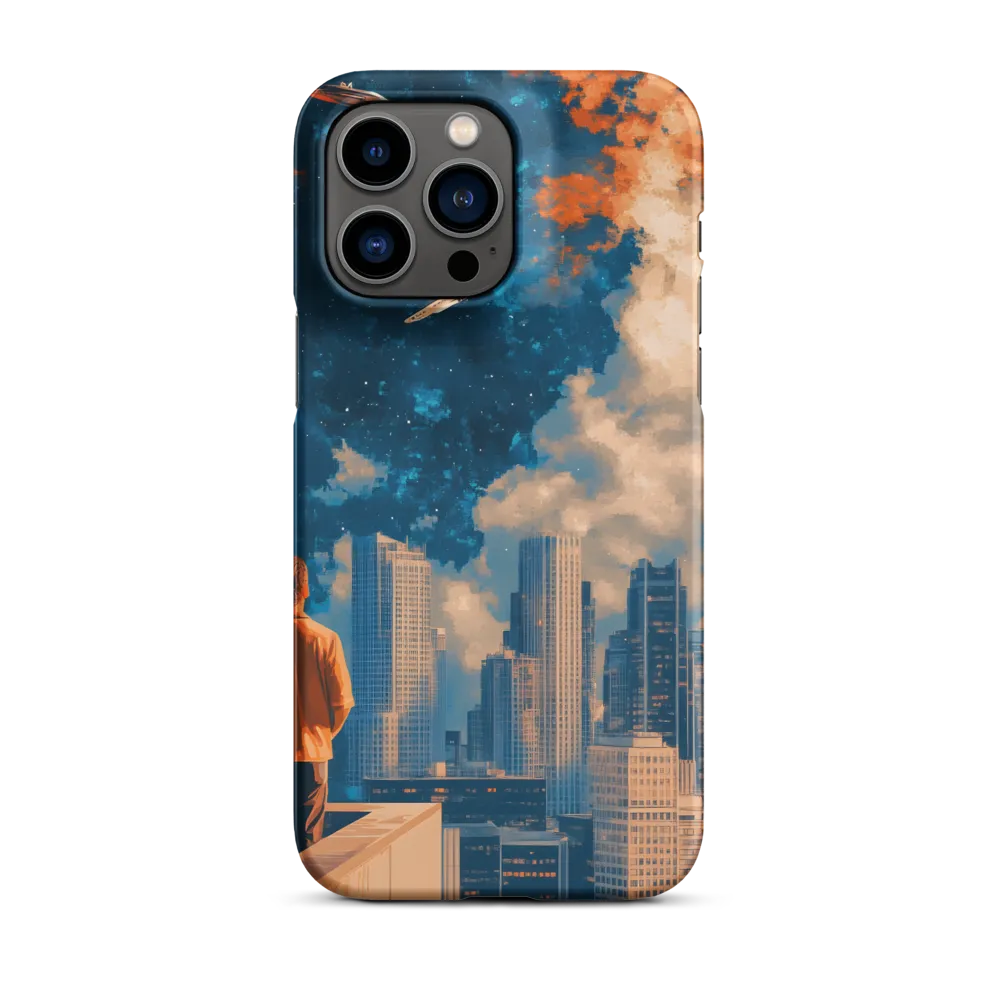 Futuristic Cityscape with Spaceships | Phone Case