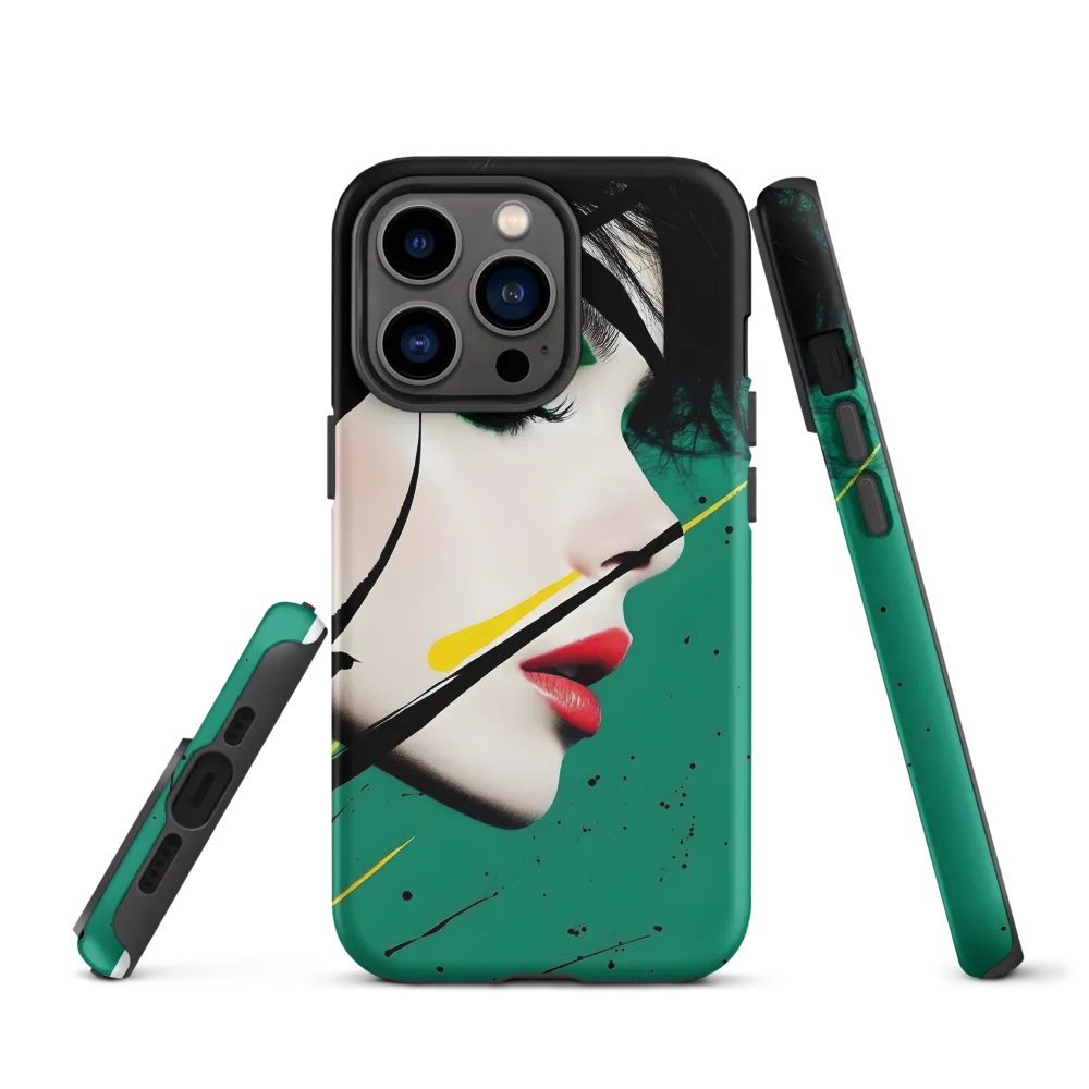 Profile Portrait with Green Makeup | Phone Case