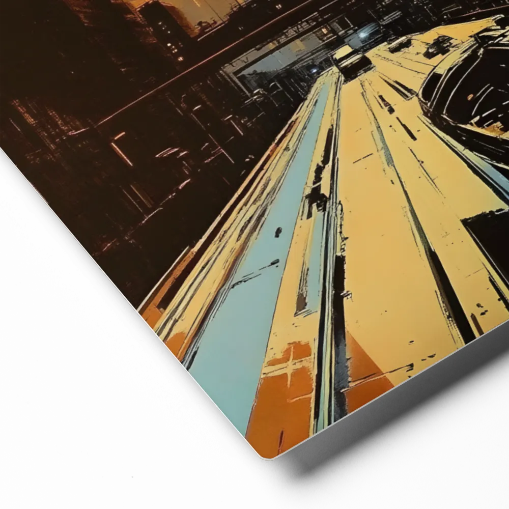 Retrofuturistic Urban Sunset 
 Canvas | 24″x 36″