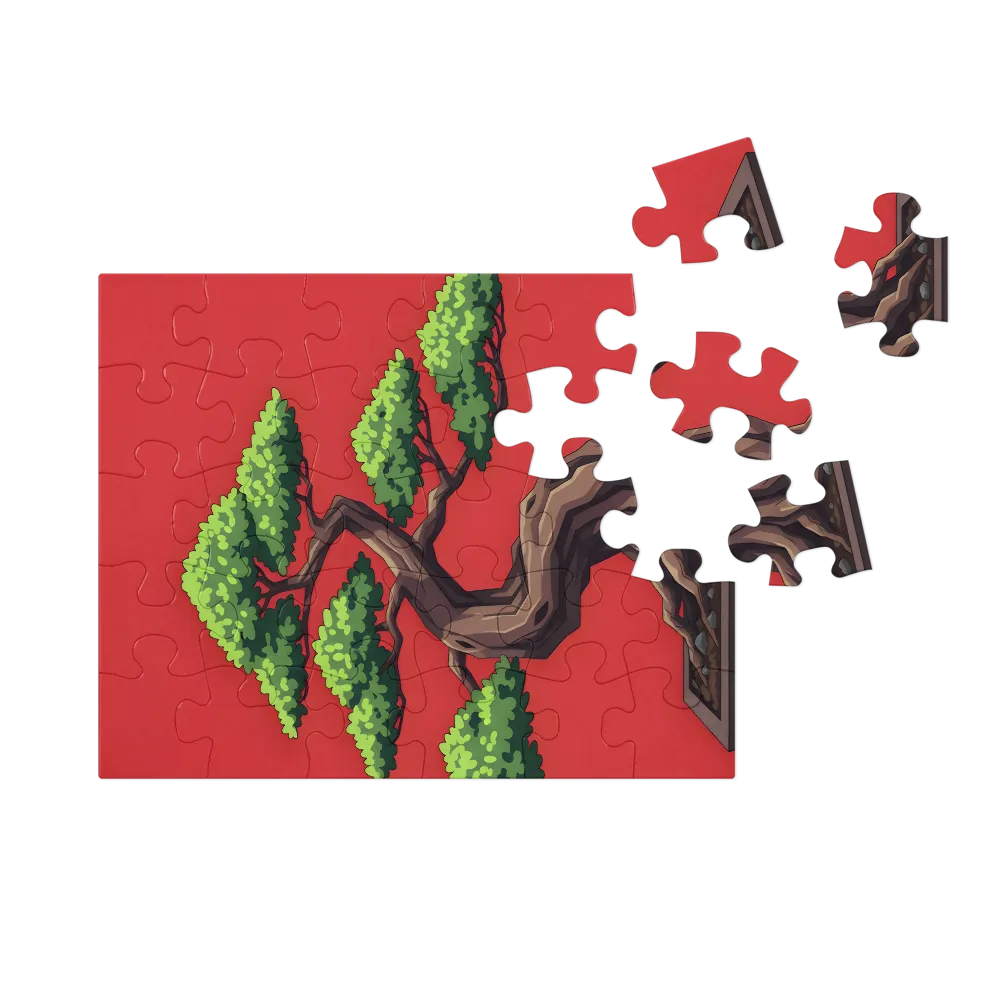 Stilisierter Bonsai-Baum 
 Puzzle in Metalldose