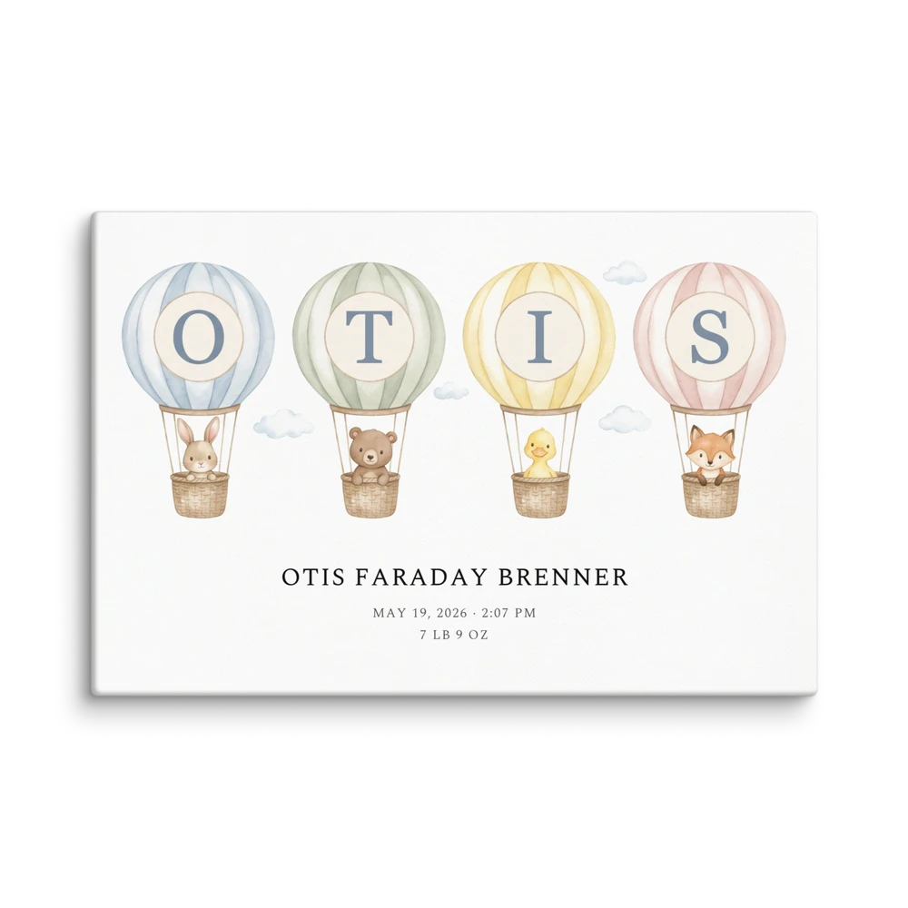 Nursery Name Art — Hot-Air Flotilla