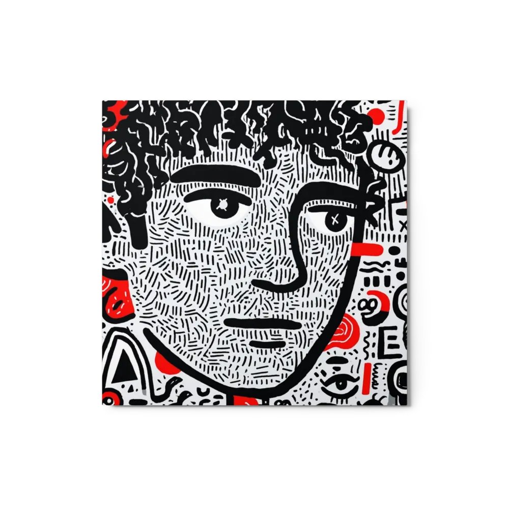 Doodled Portrait in Black, White, and Red