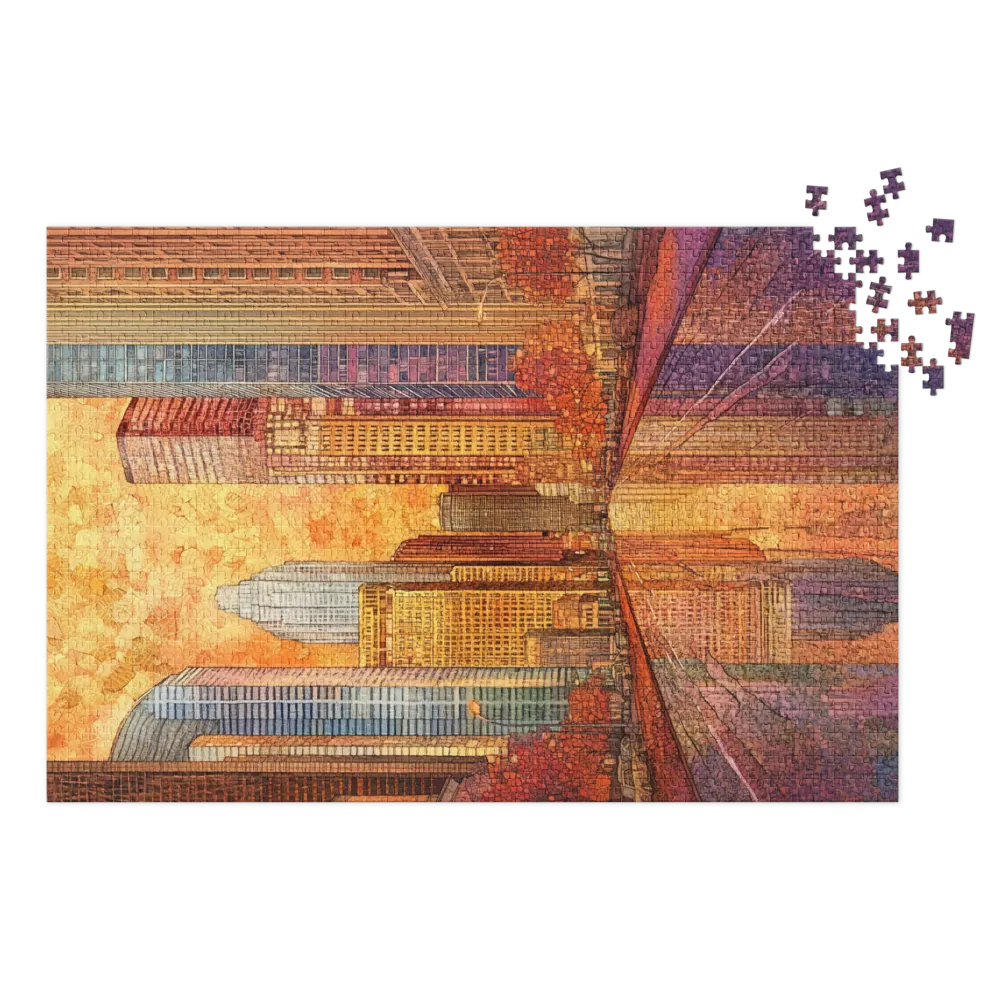 Urban Mosaic Sunset 
 Jigsaw Puzzle in Tin Box