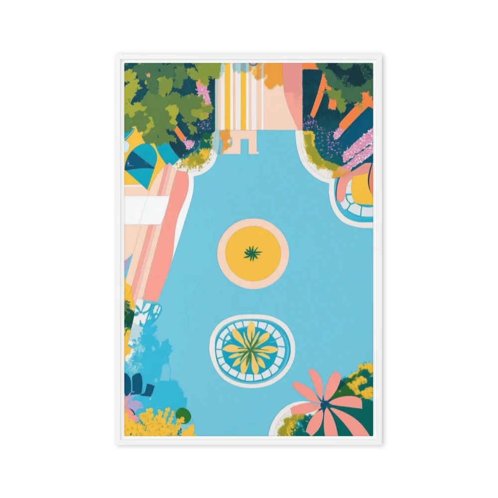 Aerial View of a Colorful Garden Pool