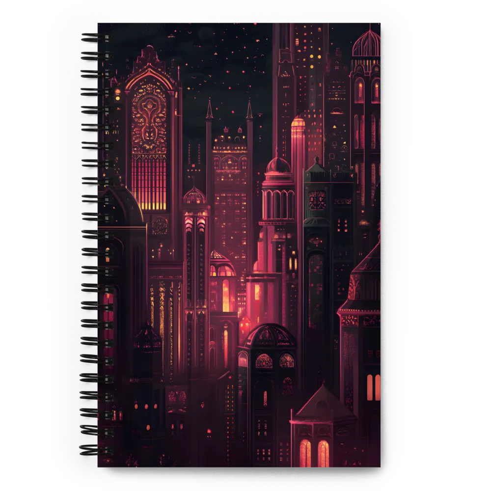 Neo-Gothic City at Night 
 Spiral Notebook | 140 pages