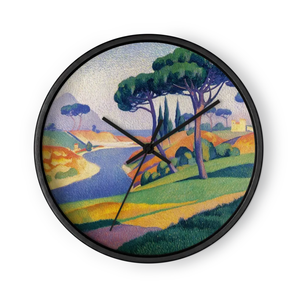 Mediterranean Pines by the River | Wall Clock