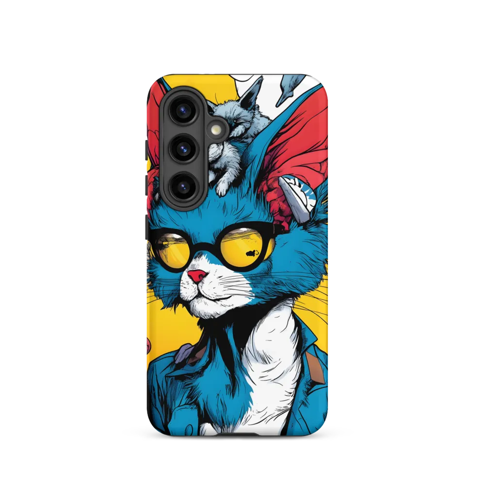 Stylized Blue Cat Illustration | Phone Case