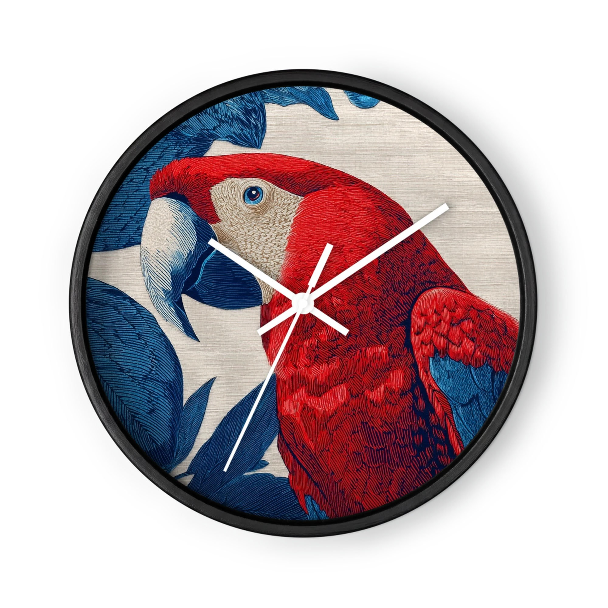 Crimson Macaw and Blue Leaves