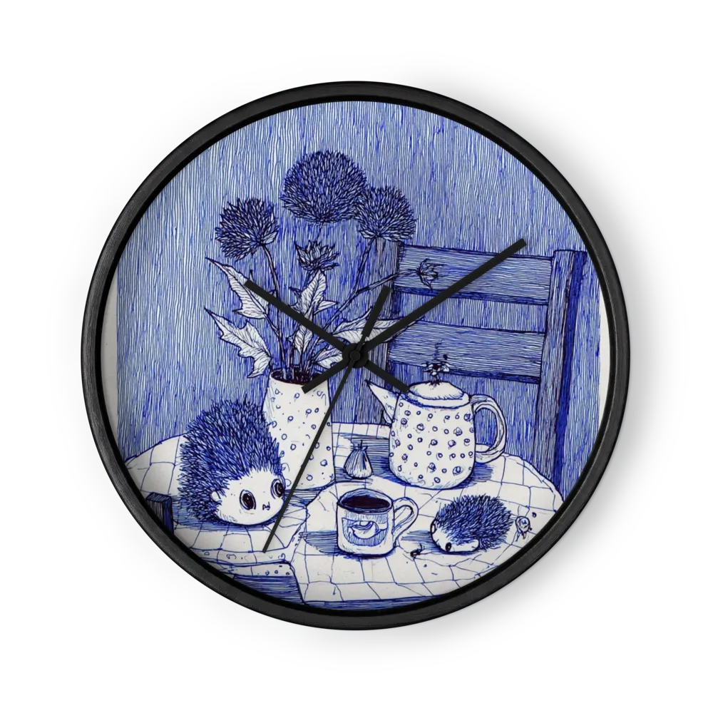 Blue Hedgehog Tea Still Life | Wall Clock