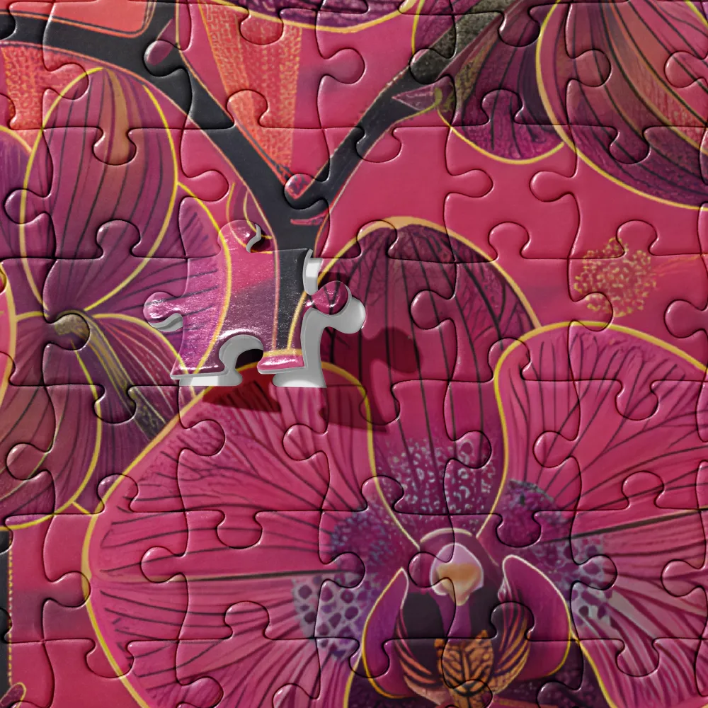 Gilded Orchid Tapestry 
 Jigsaw Puzzle in Tin Box