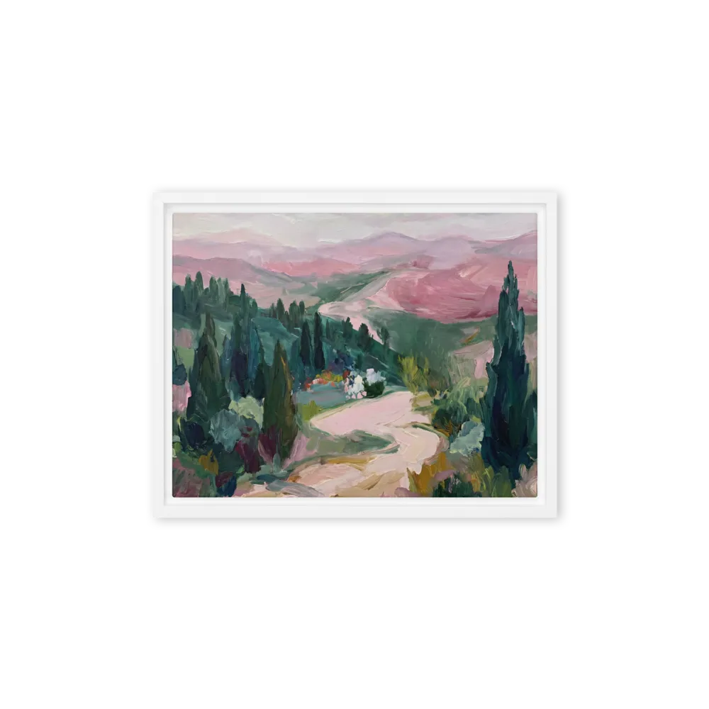 Pink Hills of Tuscany 
 Canvas with Brown Frame