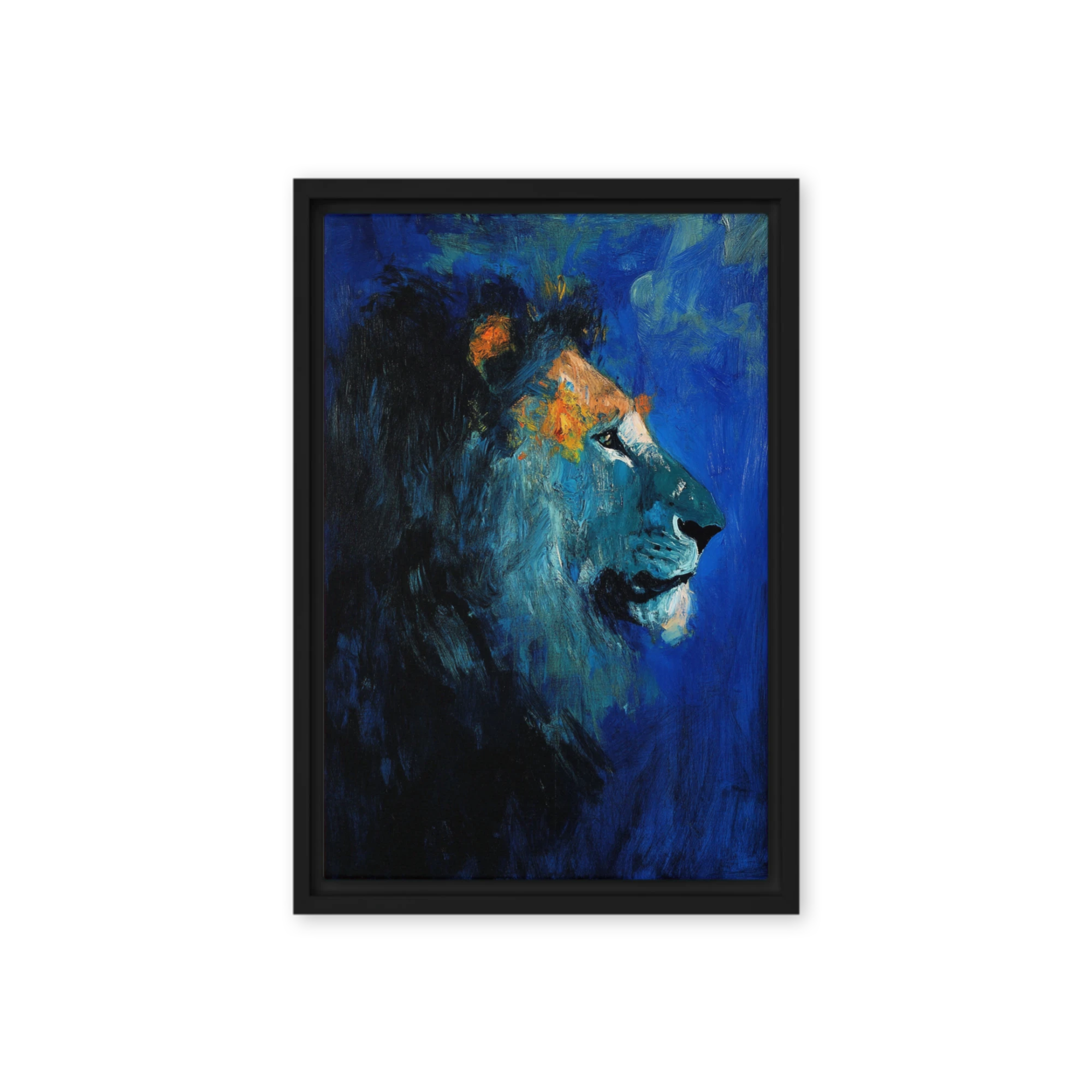 Lion's Azure Gaze | Art Print