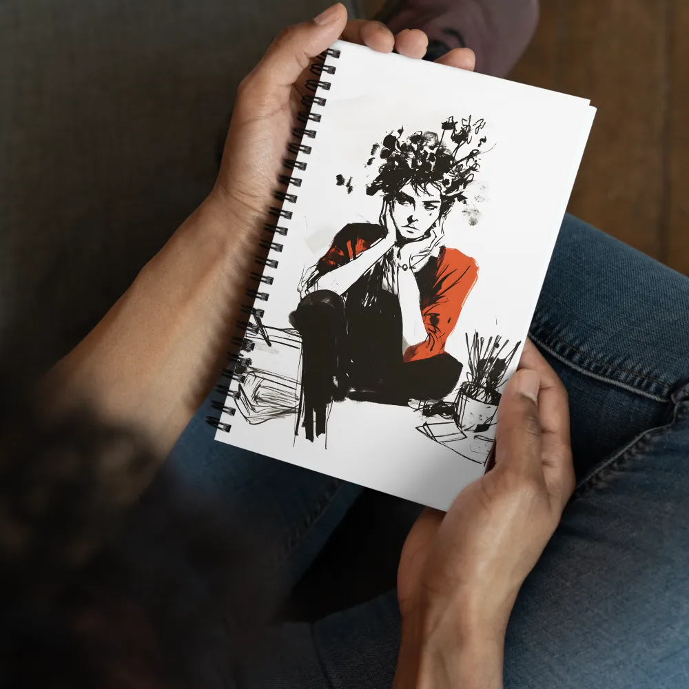 Pensive Bloom: A Contemplative Portrait 
 Spiral Notebook | 140 pages