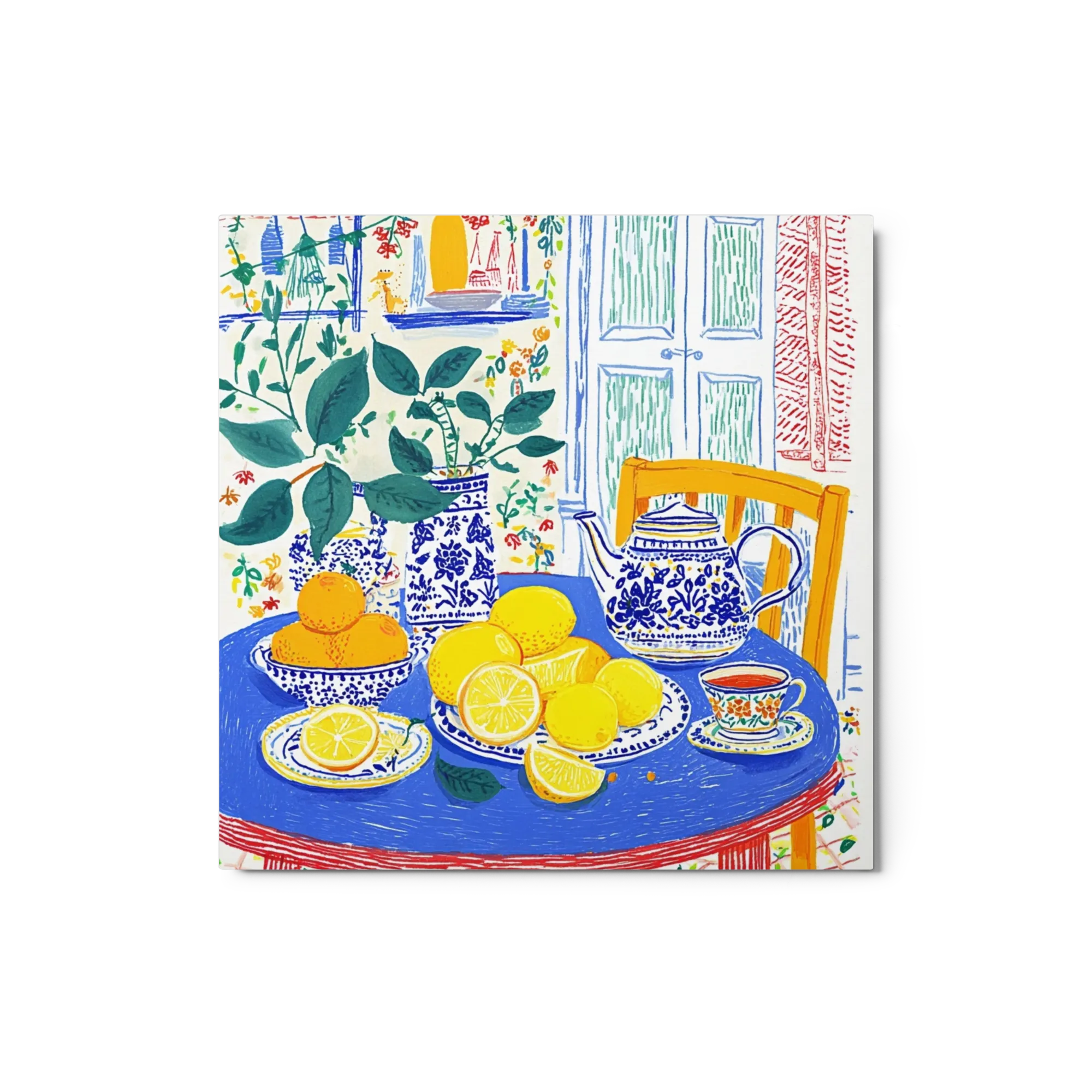 Citrus on Blue Table