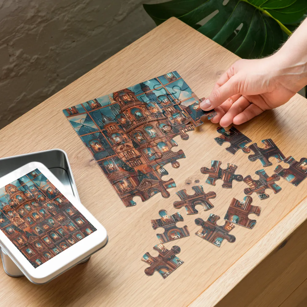 Advent Window Tower 
 Jigsaw Puzzle in Tin Box