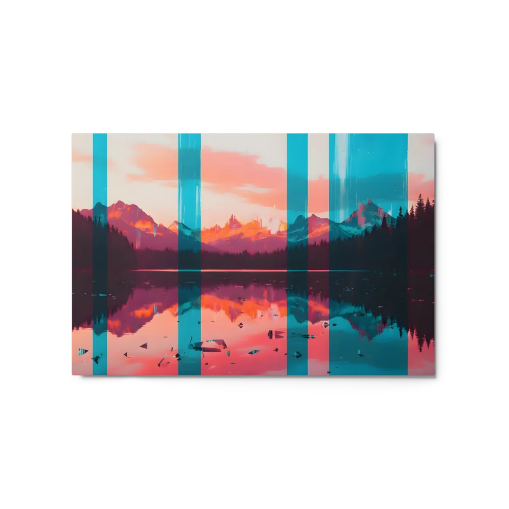 Glitched Mountain Lake Landscape